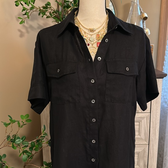 NWT | J CREW Linen Utility Shirt Dress in Black - Picture 5 of 10
